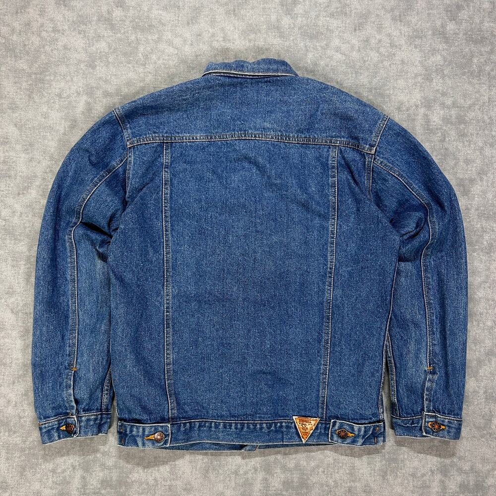 VTG Struggles blue denim streetwear retro trucker jacket mens Small (38/40) - Picture 2 of 8